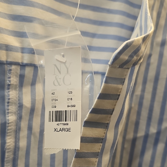 Zara Striped Blue and White Blouse with Ruffled Sleeves - Picture 2 of 10